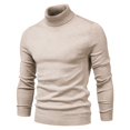 thumbnail image 4 of Chandail à Col Rond d'Automne pour Homme, Couleur Unie, Col Montant, Chandail à Enfiler à Manches Longues, Coupe Ample, Chandail de Base, Hauts, Chandail à Col Roulé, Chandail à Col Rond d'Automne, P-106 Kaki P, 4 of 5
