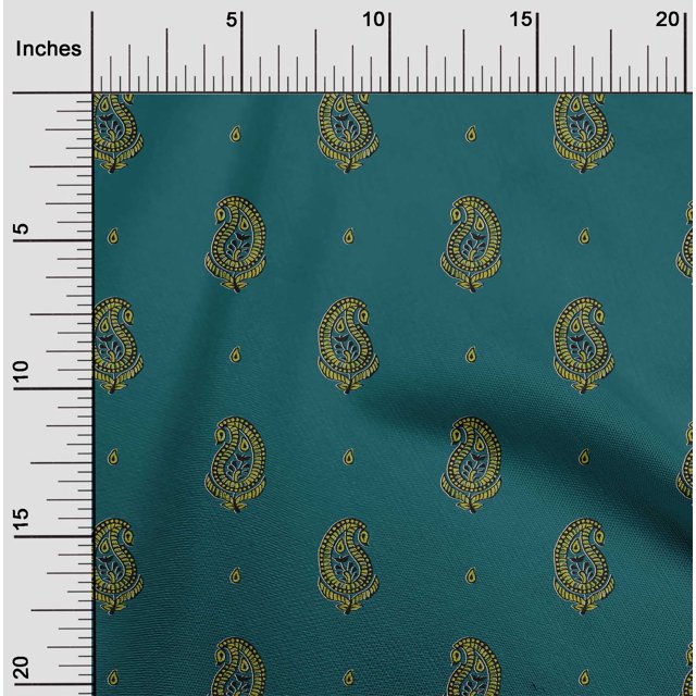 oneOone Cotton Flex Fabric Paisley Block Print Sewing Fabric BTY 40 Inch Wide