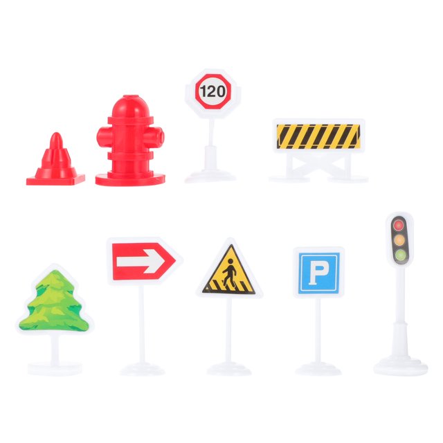 12Pcs Children's Toys Street Traffic Sign Delicate Road Signal Signage Scene