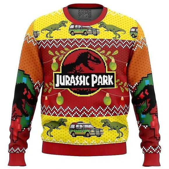 Éthique du Clonage Jurassic Park Vêtements de Noël Laids Cadeau Père Noël Chandail pour Hommes 3d Automne et Hiver Chandail