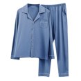 thumbnail image 2 of Gift TIMIFIS Mens Pajama Set Soft Long Sleeve Pajamas for men Lightweight Button Up Sleepwear Lounge Pjs Set With Pockets pring/Summer, 2 of 3
