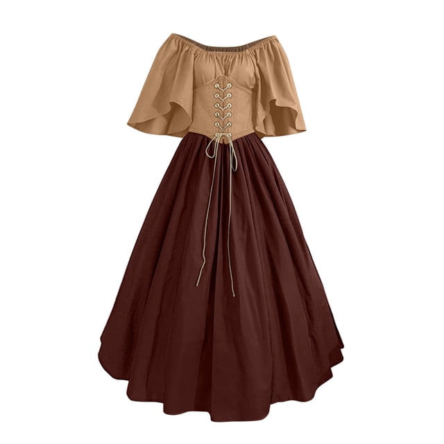 UPPADA Robes de Foire Renaissance pour Femmes, Robes Médiévales Irlandaises Traditionnelles Grande Taille, Robe à Volants, Corset, Robe Rétro de Cosplay