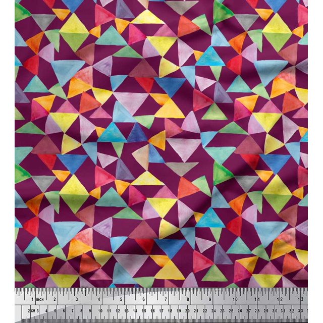 Soimoi Velvet Fabric Triangle Geometric Fabric Prints by Yard 58 Inch Wide