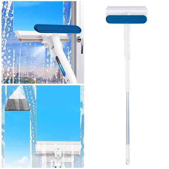 Cleaning Kit for Glass Telescopic Window Washing Tool with Squeegee and Sprayer Extendable 50" Pole Flexible Head for Indoor Glass Cleaning