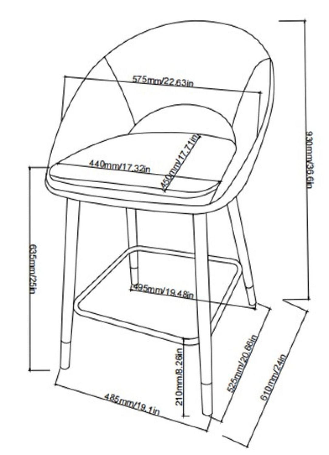 Tabouret de Bar Valentina, Ensemble de 2, Gris