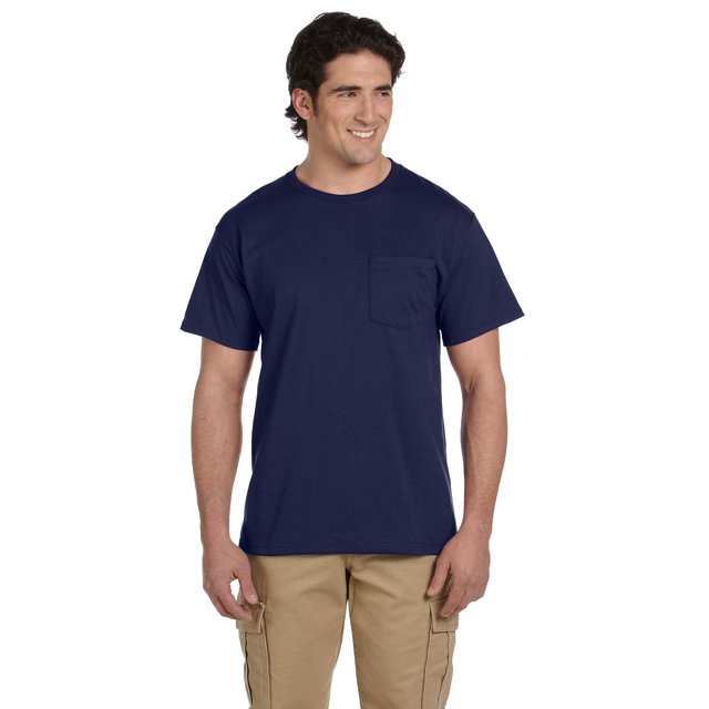 Jerzees Mens DRI-POWER Active Short Sleeve Pocket Crew T-Shirt, L, J Navy