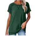 thumbnail image 1 of Timegard Hauts pour Femmes Décontractés Amples Confortables Col Rond Manches Courtes Fente Latérale Hauts T-Shirt Mode Été, 1 of 6