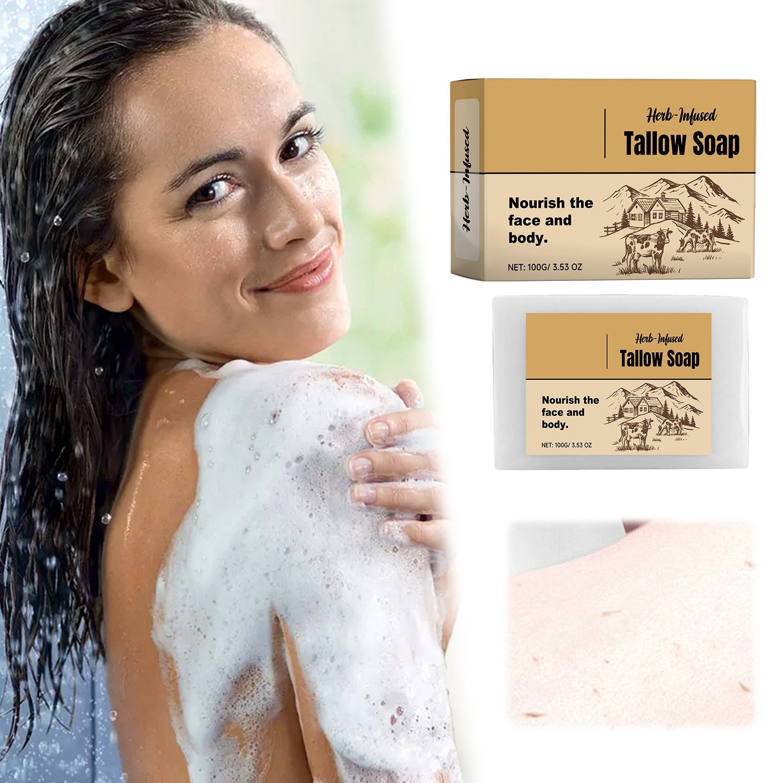 Milk Flavored Beef Fat Soap Moisturizes Nourishes Cleanses Pores Bath Soap Delicate Skin