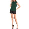 thumbnail image 2 of INSPIRE CHIC Women's Tie Neck Cap Sleeve Button Down Ruffle Summer Shirts, 2 of 6