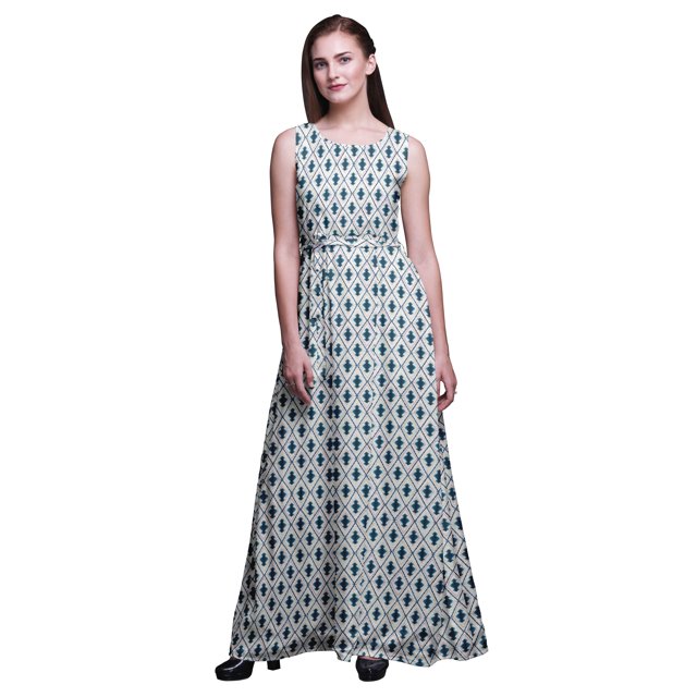 Bimba Robe Longue Décontractée Sans Manches à Encolure Ronde pour Femmes Shibori, Imprimé, Xxx-Grand