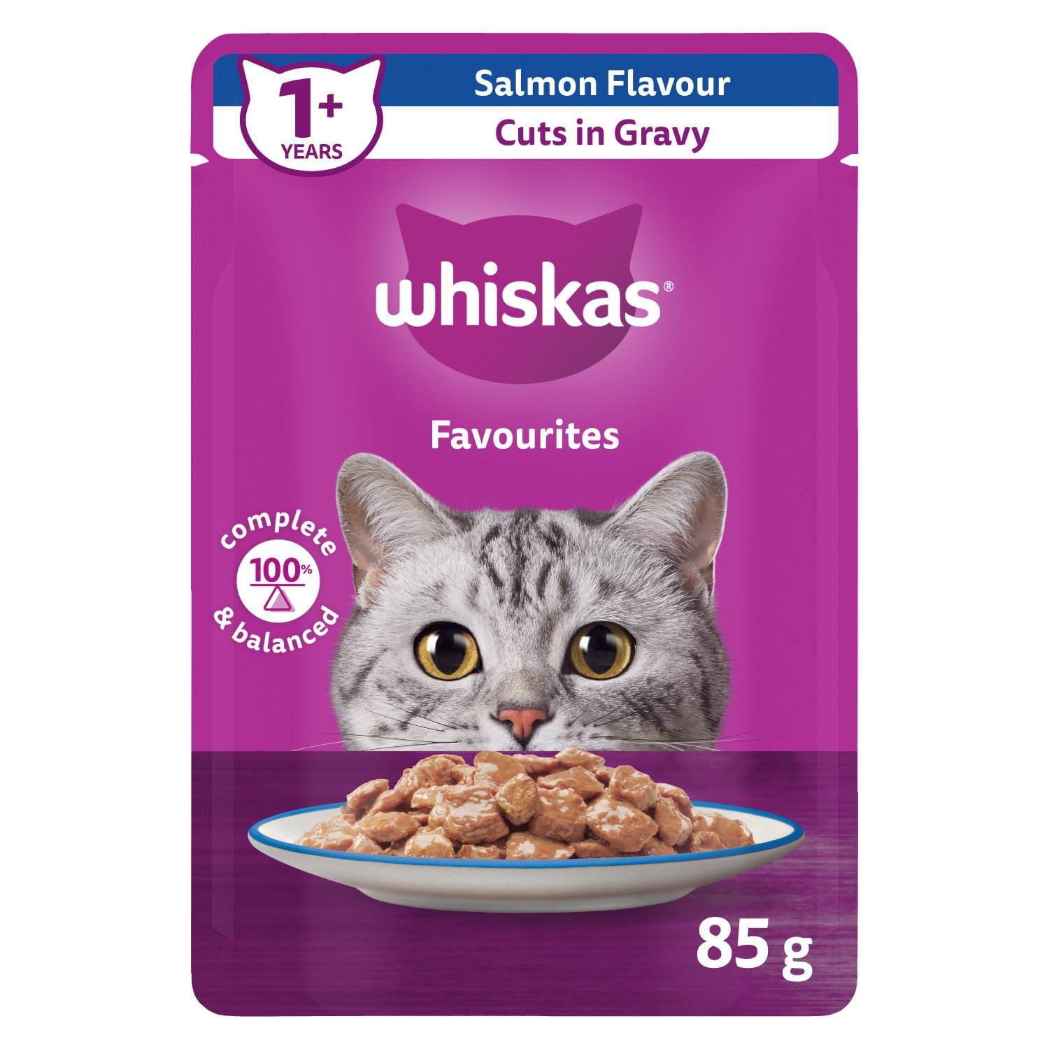 WHISKAS FAVOURITES Cuts in Gravy Salmon Flavour Pouch Adult Wet Cat Food