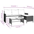 thumbnail image 4 of vidaXL Garden Sofa with Table and Cushions L-Shaped Grey Poly Rattan, 4 of 5