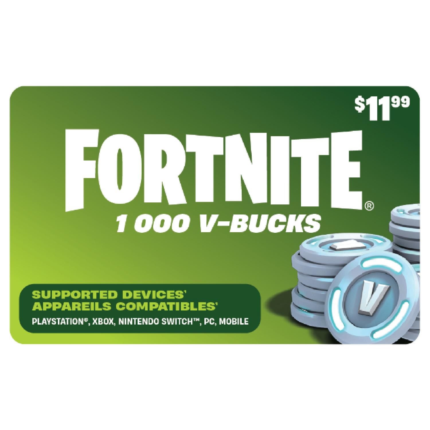 Fortnite 1,000 V-Bucks 11.99$- carte Envoi par e-mail CA seulment (Code Numérique)