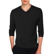 Ediodpoh Men's Slim Fit Lightweight V Neck Long Sleeve T Shirt Casual Layering Top T-Shirts for Men Black L