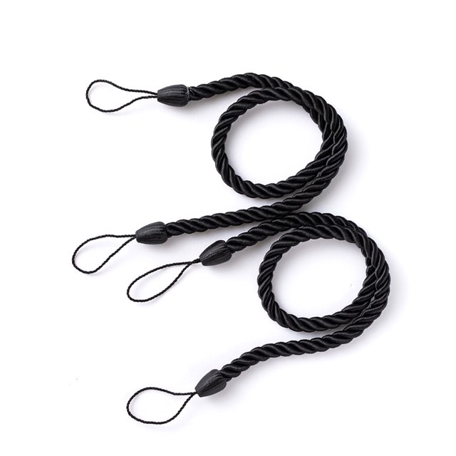 Xingzhi 2 Pièces Maison Hôtel Polyester Rideau Retenue Salon Drapé Cravate Draperies Décoratif Support Ondulé Corde Noir