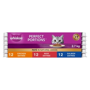 Whiskas Perfect Portions Poulet, boeuf & Saumon Paté Variety Pack Nourriture de chat humide