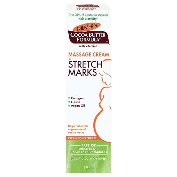 Palmer's® Cocoa Butter Formula® Massage Cream for Stretch Marks and Pregnancy Skin Care. Helps visibly improve skin elasticity and reduce the appearance of stretch marks