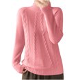 thumbnail image 1 of cfhntfmh Sweaters for Women Mock Neck Long Sleeve Solid Sweater Tops Fall Fashion 2024 Cable Knit Pullover Sweaters, 1 of 3