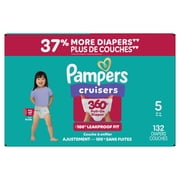 Pampers Diapers - Cruisers 360° - Size 5, up to 100% Leakproof Fit, Designed for Active Babies, Pull On Diaper, EZ Off Tabs Designed for Easy Changes