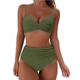 thumbnail image 1 of Huesdet Womens High Waisted Bikini Set Tie Knot High Rise Two Piece Swimsuits Bathing Suits(AG,M), 1 of 7