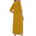 thumbnail image 4 of Besolor Robe de Nuit à Fermeture Éclair pour Femme, Col Ras du Cou, Manches 3/4, Peignoir, Robe de Chambre avec Poches, Vêtement de Nuit, P-2TG, 4 of 6