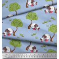 thumbnail image 3 of Soimoi Moss Georgette Fabric Tree & Dog Kids Print Sewing Fabric Yard 42 Inch Wide, 3 of 3