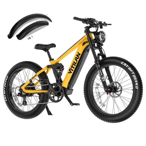 VITILAN T7 PRO Vélo Électrique pour Adultes Vélo à Pneus Larges, Batterie Amovible 52V 20AH Autonomie Maximale 80 Miles et 35 Mph, Vélo Électrique de Montagne 26 Pouces avec Suspension Complète