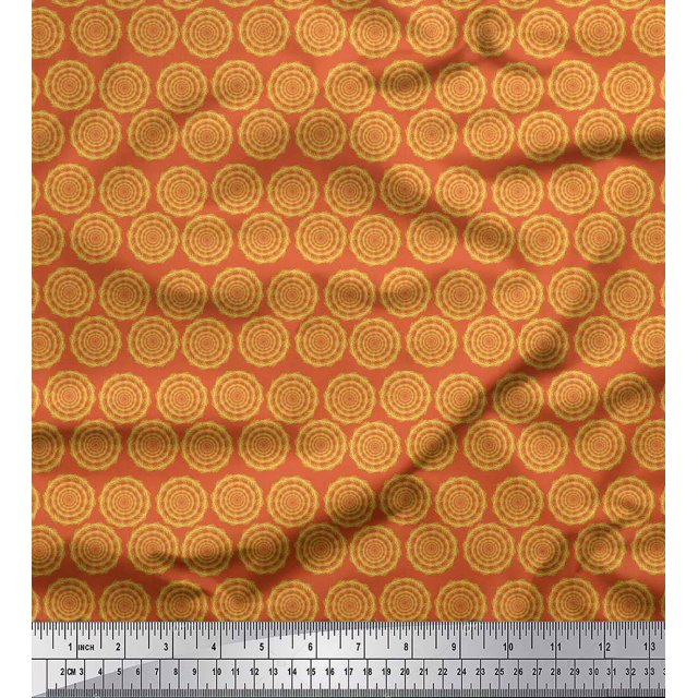 Soimoi Rayon Fabric Wreath Leaves Decor Fabric Printed Yard 42 Inch Wide