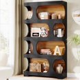thumbnail image 4 of 4-Tier Tall Bookcase, 71" S-Shaped Bookshelf, Wood Decorative Storage Shelving, 4 of 5