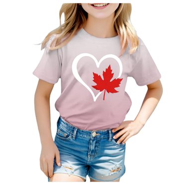 PMVFHDE T-Shirts à Manches Courtes pour Filles Hauts d'Été pour Filles Hauts d'Été pour Filles T-Shirt à Manches Courtes Col Rond T-Shirt Décontracté Basique Rose, 4-5 Ans