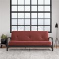 thumbnail image 2 of Cleo Black Metal Arm Full Size Futon Frame with 6” Thermobonded High Density Polyester Fill Mattress, 2 of 7