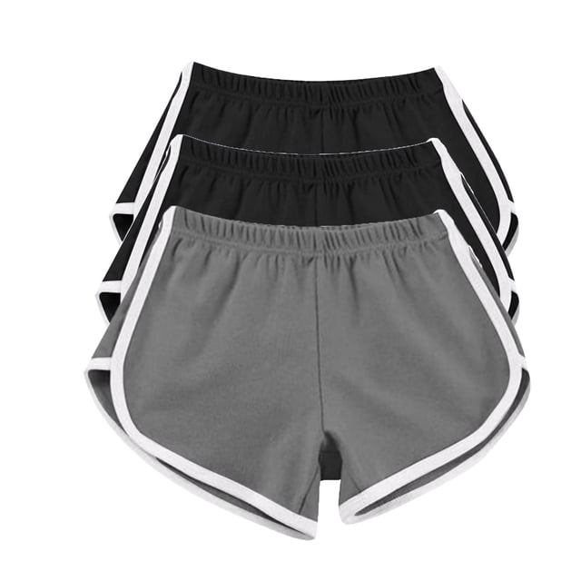 Timegard 3pc Womens Yoga Short Elastic Waisted Summer Athletic Running Active Sports Shorts Sweatshorts
