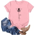 thumbnail image 5 of JIRNDf Hauts d'Été pour Femmes T-Shirts Tendance Imprimé Floral Col Rond Manches Courtes Décontracté Confortable Élégant Mignon Graphiques pour Femmes Chemises Rose L, 5 of 5