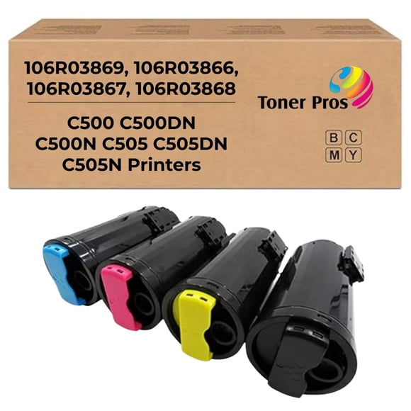 Toner Pros Remanufactured Xerox Versalink 106R03869, 106R03866, 106R03867, 106R03868 Toner Cartridge - Extra High Yield Replacement for C500 C500DN C500N C505 C505DN C505N Printers - 4 Color Pack