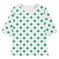 thumbnail image 4 of T-Shirts à Manches Courtes à Col Rond pour Filles Haut Tee Enfants Coton Rayé Imprimé T-Shirt Ample Vert 8-9 Ans, 4 of 8