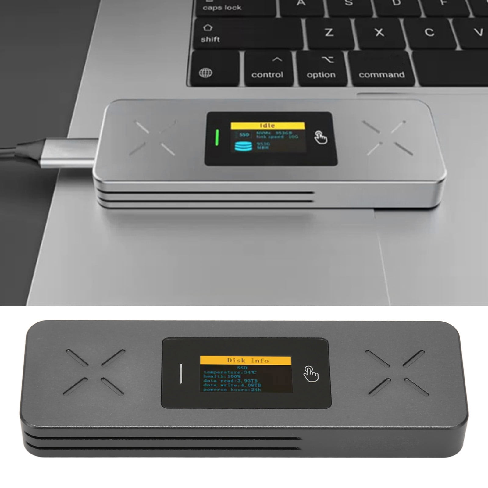 External Hard Disk Drive Case, GEN2 Nvme 2280 M.2 NVMe SSD Enclosure RTL9210B With Smart Display For Hard Disk