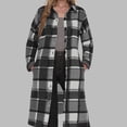 thumbnail image 1 of Women's Long Plaid Flannel Shirts Shacket Plus Size Long Sleeve Oversized Button Shirt Fall Spring Trench Coat with Pockets Black M, 1 of 5
