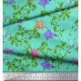 thumbnail image 2 of Soimoi Poly Georgette Fabric Leaves & Bell Floral Print Sewing Fabric Yard 52 Inch Wide, 2 of 3