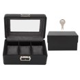 thumbnail image 2 of Watch Jewelry Storage Box, Black Watch Storage Case PU Leather 3 Grids Space Saving  For Display, 2 of 8