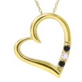thumbnail image 1 of 3-Stone Heart Heat Treated Black Diamond Pendant 14K Yellow Gold, 1 of 1