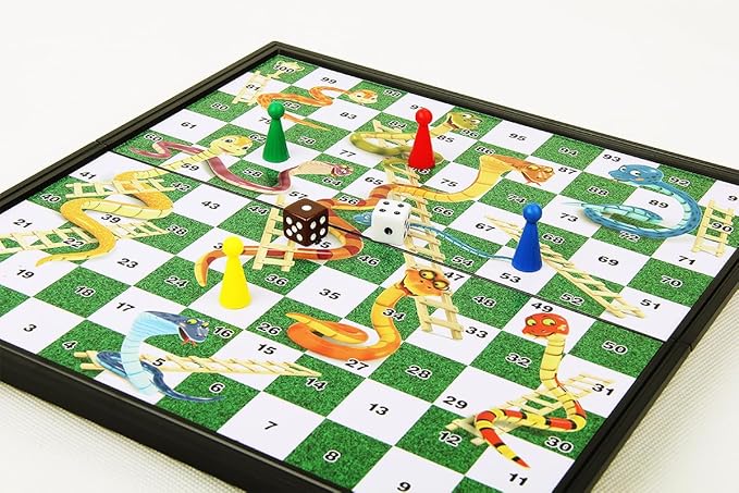 Tradeopia Magnetic Classics – 10 Inch Snakes & Ladders Game, Durable Magnetic Family Board Game for Home & Travel Fun
