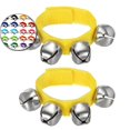 thumbnail image 1 of Dvruxg 2 Pcs Clochettes de Poignet, Grelots Clochettes de Cheville Clochettes de Poignet Bracelet Instruments de Percussion Bande Rythmique Musicale 4 Clochettes Argentées pour Fête Noël (Jaune), 1 of 3