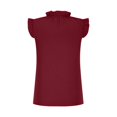thumbnail image 4 of Timegard Tank Tops for Women Crew Neck Ruffle Sleeve Ruched Solid Color Comfy Work Casual Tunic Tops, 4 of 5