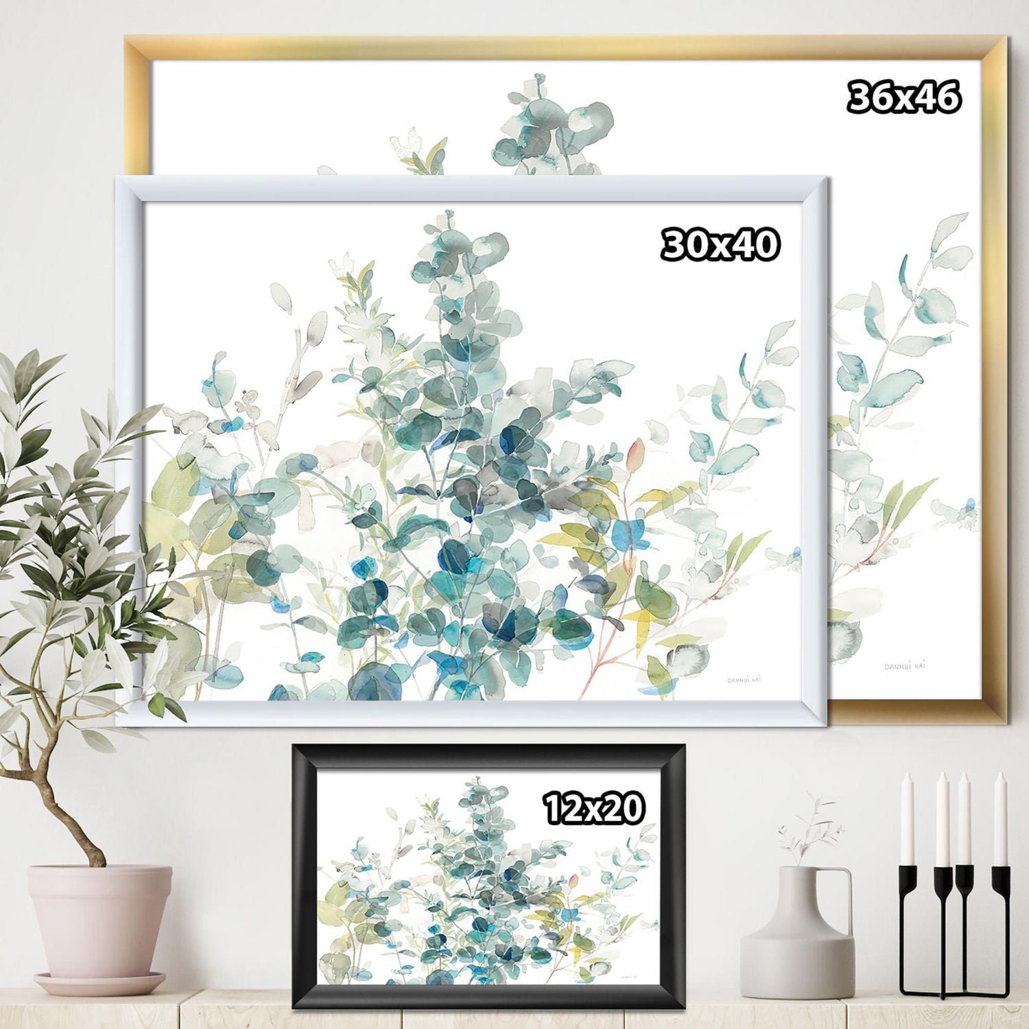 Designart Élément naturel d'eucalyptus Art mural encadré