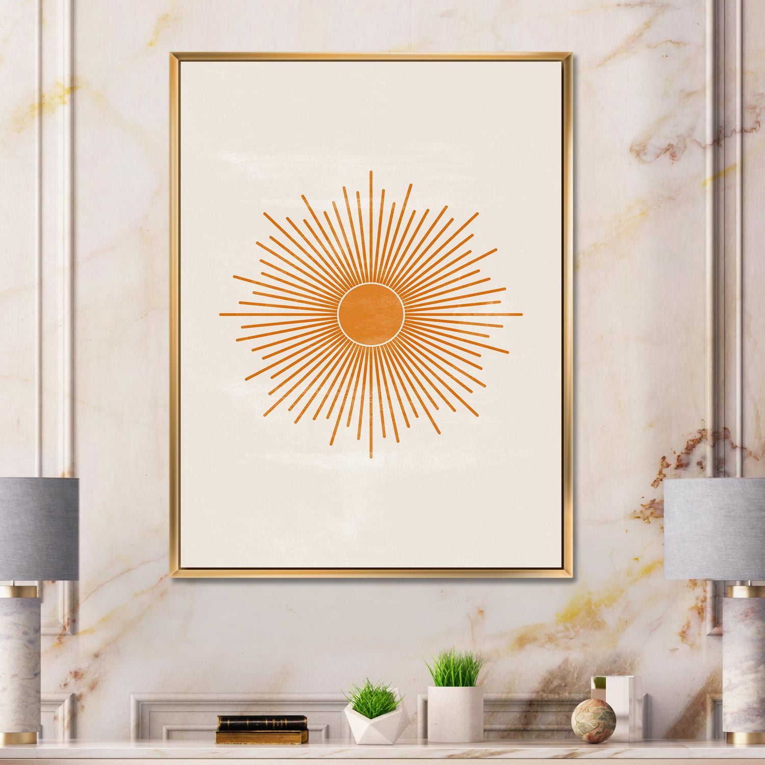 Designart Imprimé soleil orange II ART MURAL À CADRE FLOTT
