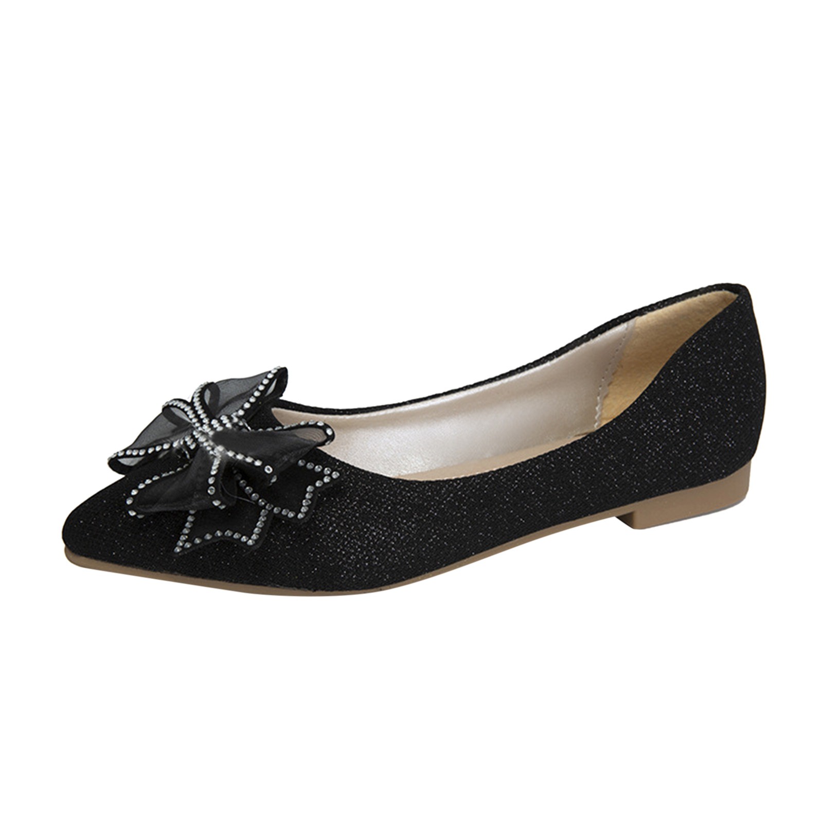 B91xZ Chaussures pour Femmes Bout Rond Chaussures Plates à Enfiler Ballerines pour Filles, Noir 7.5
