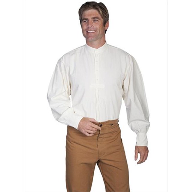Scully 500020-NAT-S Mens Wah Maker Shirt- Natural- Small