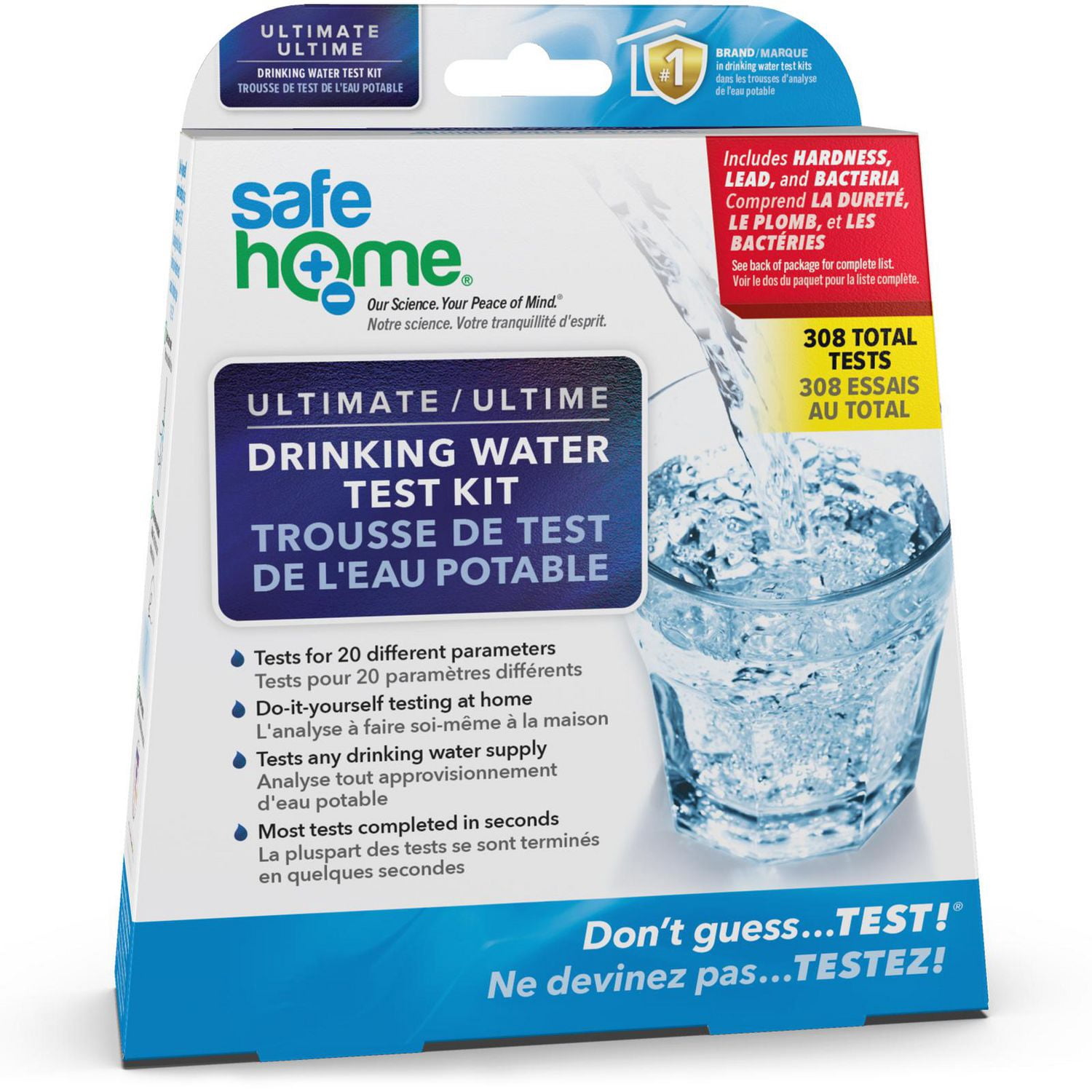 Kit de test d'eau potable safe home diy ultime - testez jusqu'à 308 tests au total
