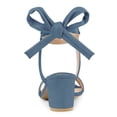 thumbnail image 3 of BLISSFUL STEP Women's Open Toe Ankle Tie Back Block Heels Sandals Haze Blue (Size 8), 3 of 6