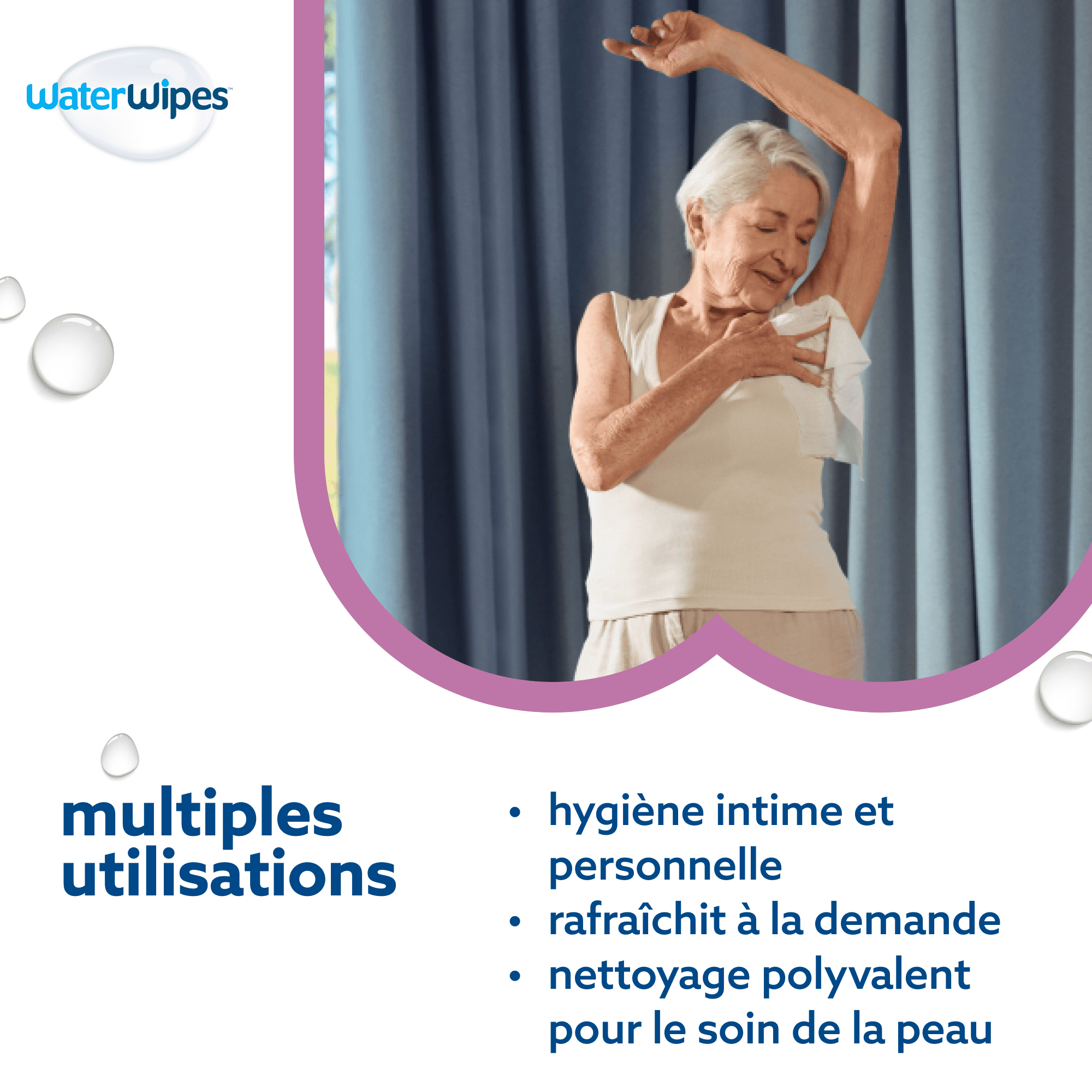 WaterWipes Sensitive Lingettes pour le Corps et les Parties Intimes,  99,9 % d'Eau, Lingettes Humides d'Hygiène Sans Parfum & Hypoallergéniques, Soins pour Adultes